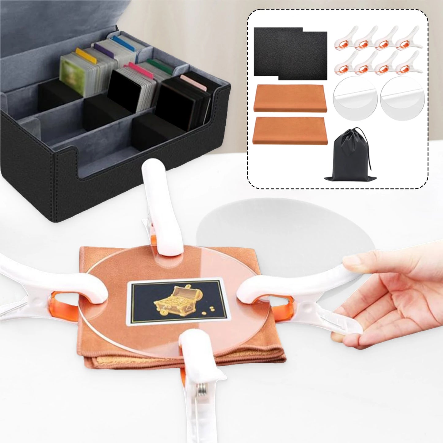 Trading Card Cleaning Kit Portable TCG Card Repair Kit Polishing Restoration Sports Card Flattening Care Tool for Collectors PSA