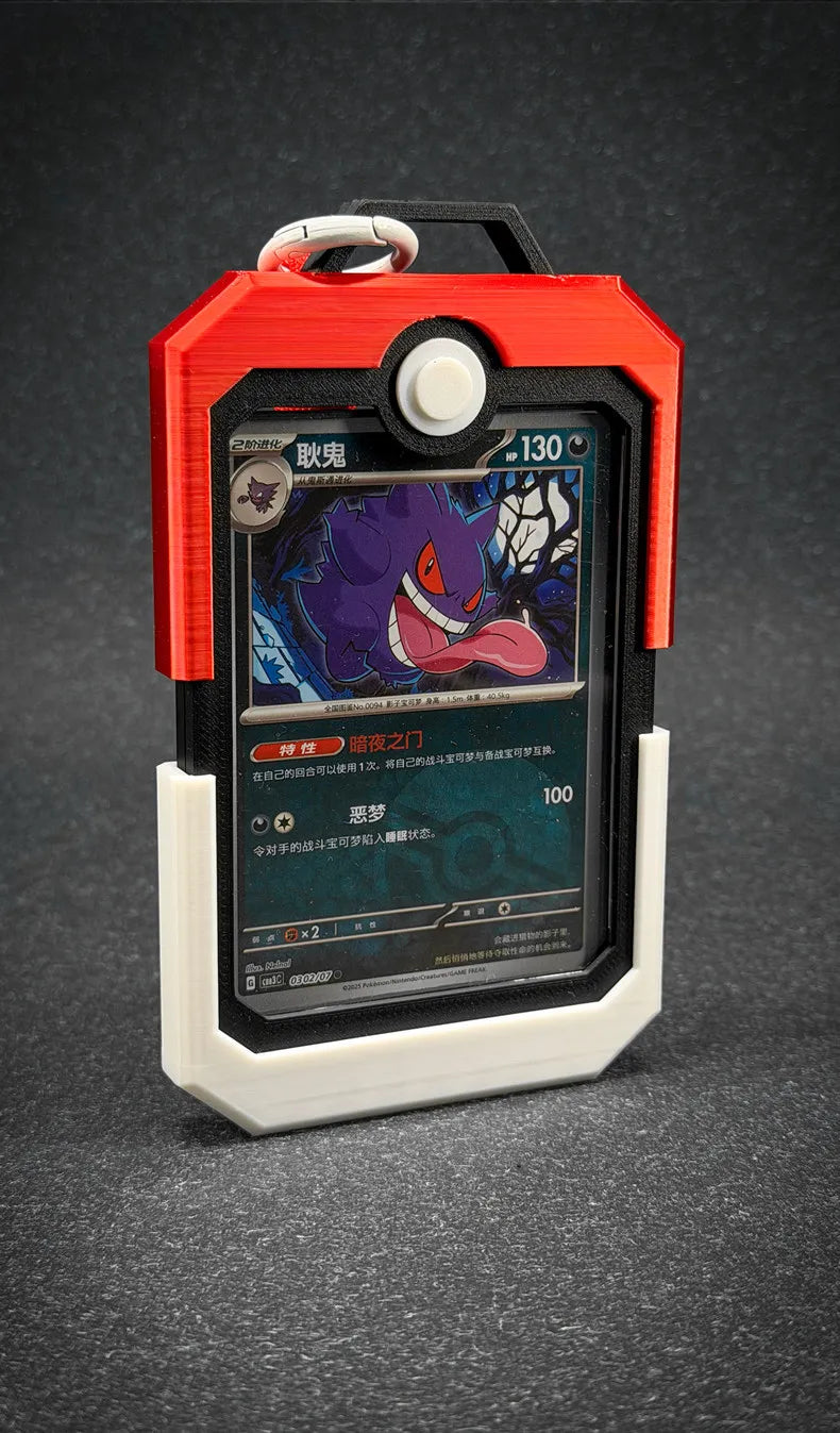 In Stock PTCG Card Brick Display Case Pokeball Style Hard Protective Holder With Lanyard For Trading Card Storage Display Gifts