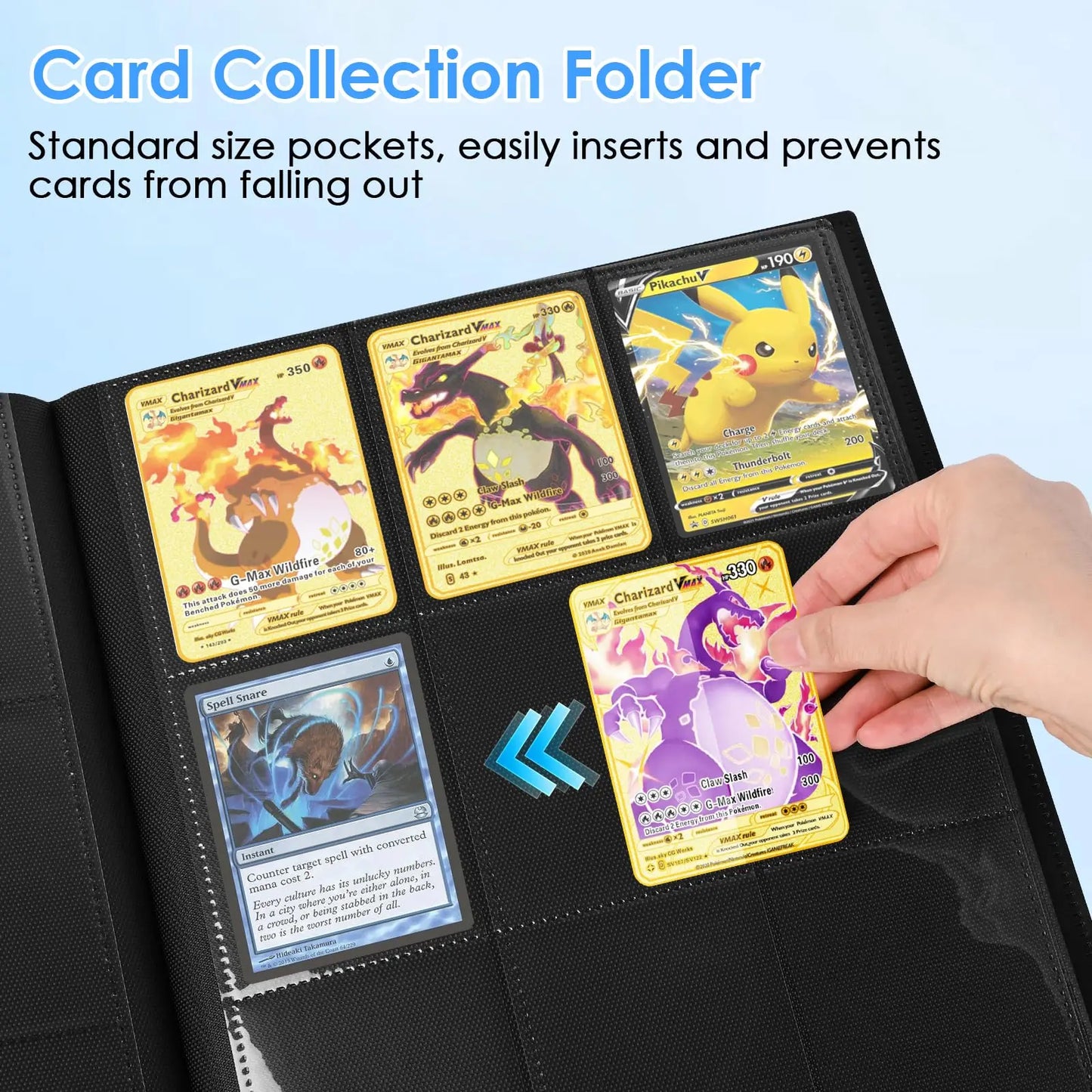 Card Binder with 9 Pocket Trading Card Album Display Binder 360 Side Loading Pocket Holder for TCG Yugioh MTG Game Card Book