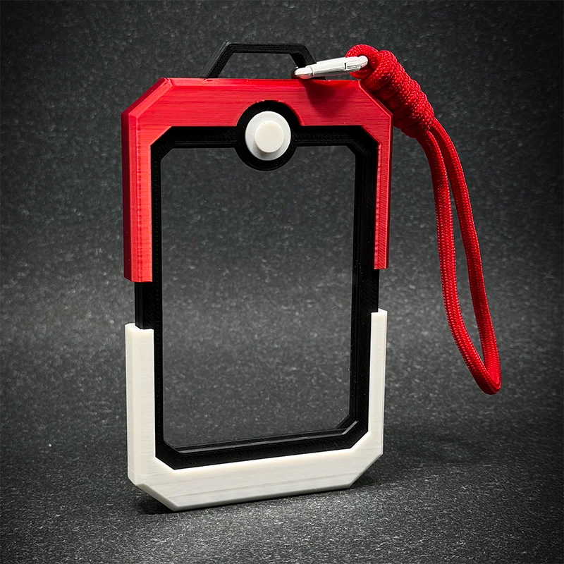 In Stock PTCG Card Brick Display Case Pokeball Style Hard Protective Holder With Lanyard For Trading Card Storage Display Gifts