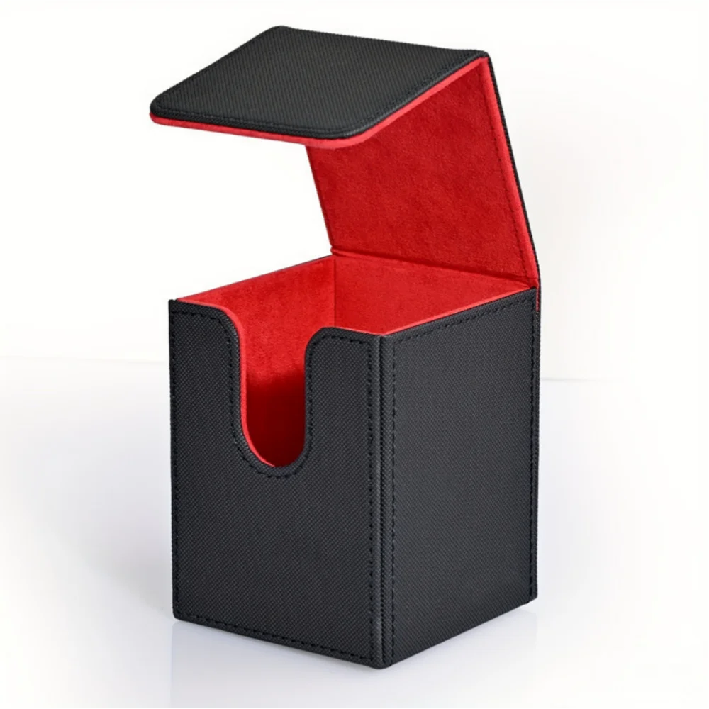PU Leather Card Deck Box Holds 100+ Sleeved Cards for TCG Trading Cards Storage Case
