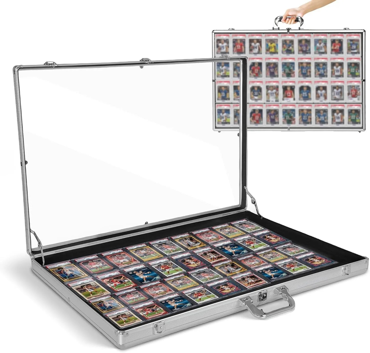 Card Display Case Lockable Large Capacity Premium Trading Card Case for Collectibles Party Games Sports Card TCG Jewelry