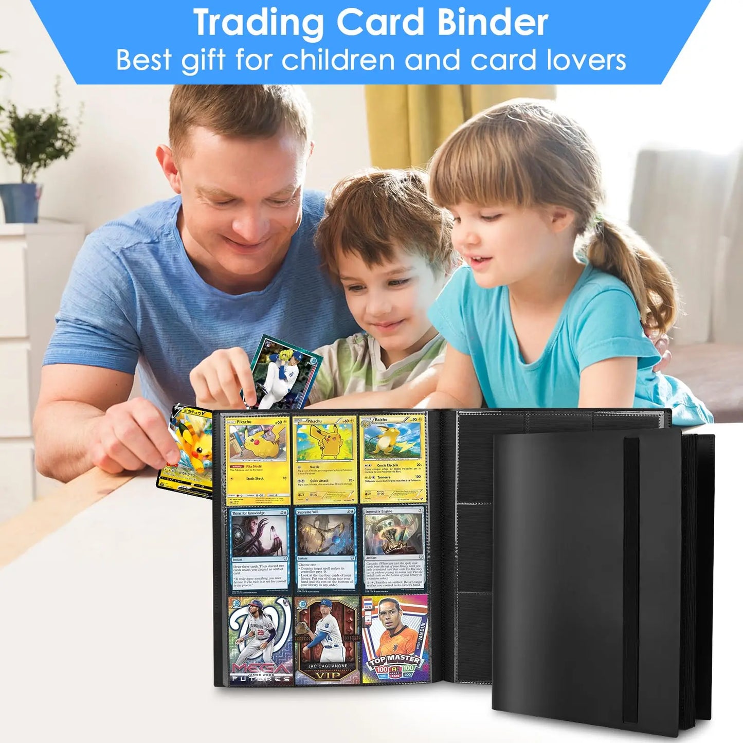 Card Binder with 9 Pocket Trading Card Album Display Binder 360 Side Loading Pocket Holder for TCG Yugioh MTG Game Card Book