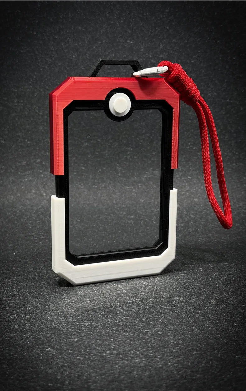 In Stock PTCG Card Brick Display Case Pokeball Style Hard Protective Holder With Lanyard For Trading Card Storage Display Gifts