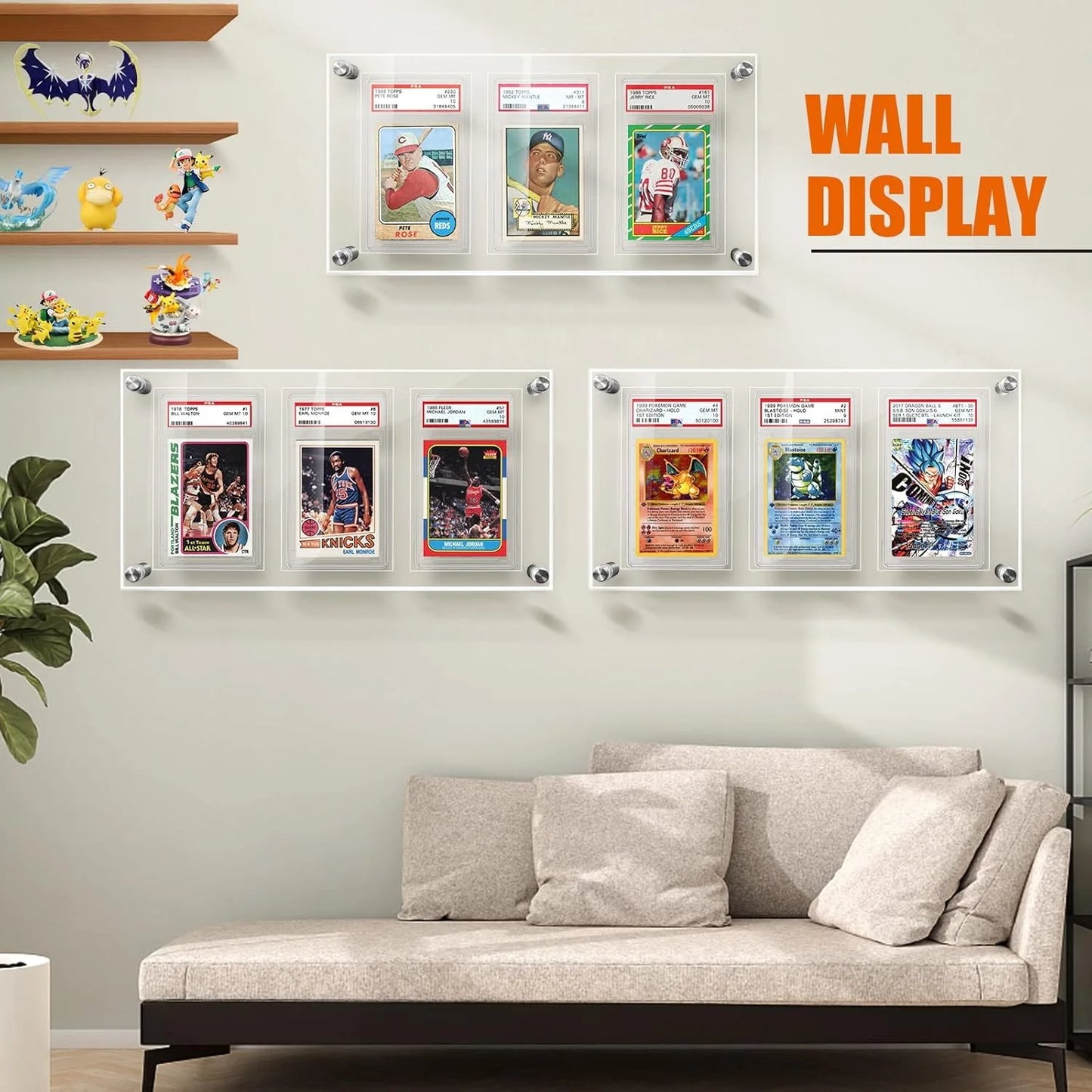 Trading Card Frame PSA Trading Card Display Acrylic Frame for Wall- PSA Holder, Graded Sports Card Display