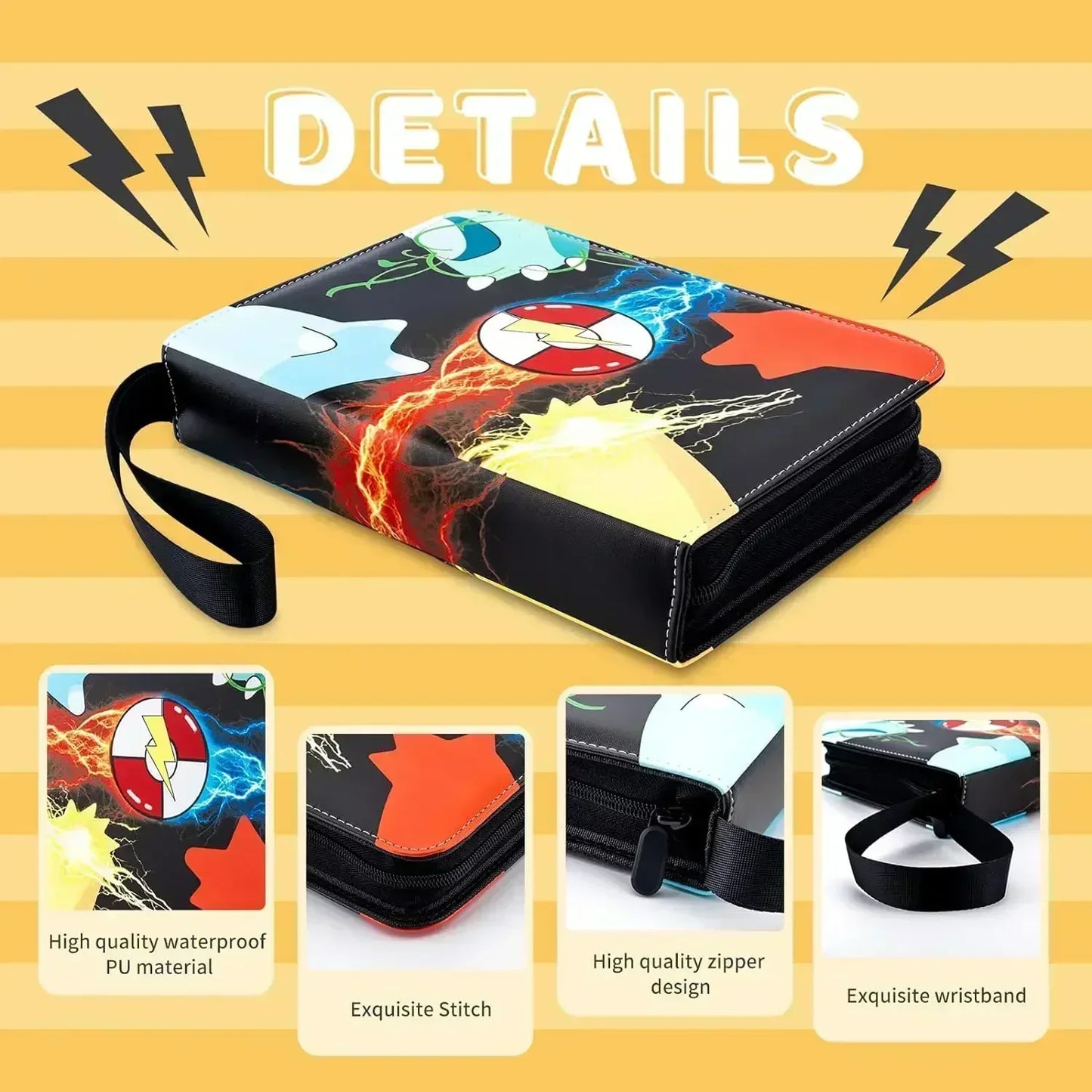Trading Card Binder-4 Pocket 400 Pockets Card Holder Album with 50 Removable Sleeves Portable Card Collection Book with Zipper