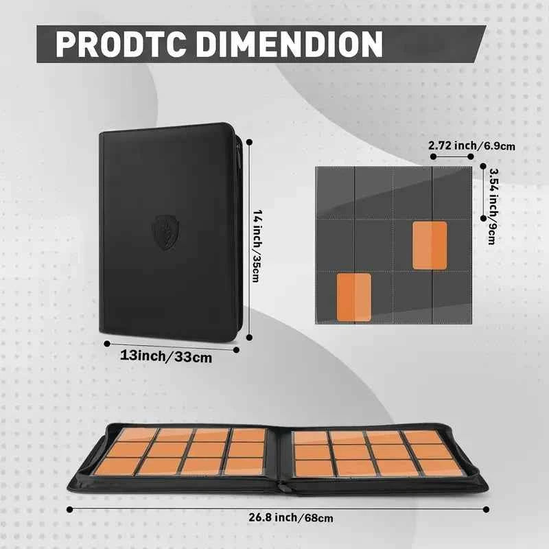 Trading Card Binder 12 Pocket, Zipper Binder Card Album Holds 480 Cards, Premium Leather Card Folder for TCG/Game/Sports Cards