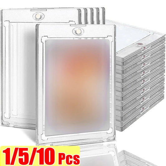1-10Pcs Clear Card Holder Magnetic Holder Trading Cards Protectors Hard Plastic Sleeves Display Baseball Sports Standard Card