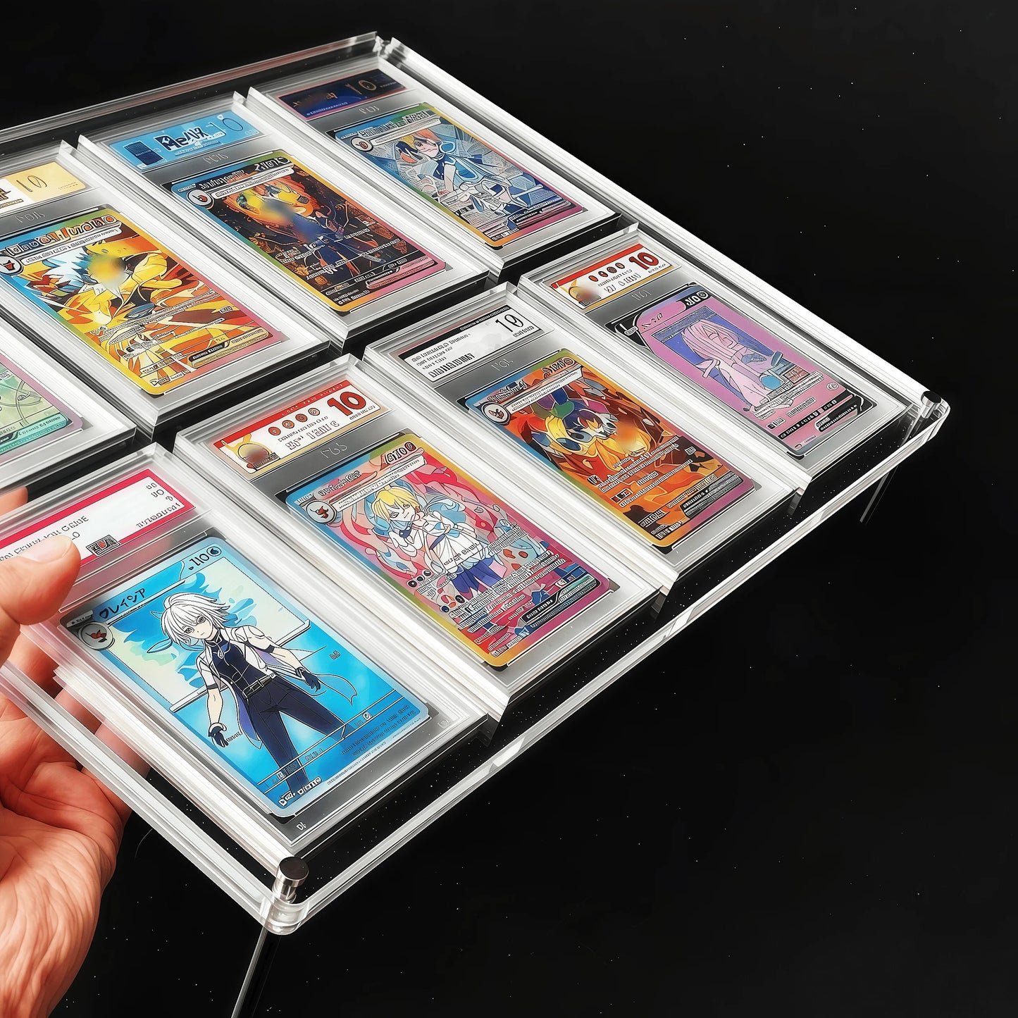 Trading Rating Card Display Stand 8Slot Acrylic Holder for 35PT Graded Cards Pokemon Yu-Gi-Oh