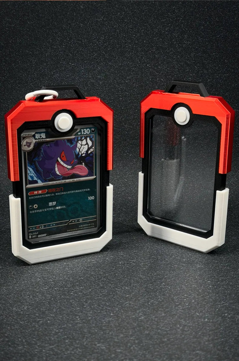 In Stock PTCG Card Brick Display Case Pokeball Style Hard Protective Holder With Lanyard For Trading Card Storage Display Gifts