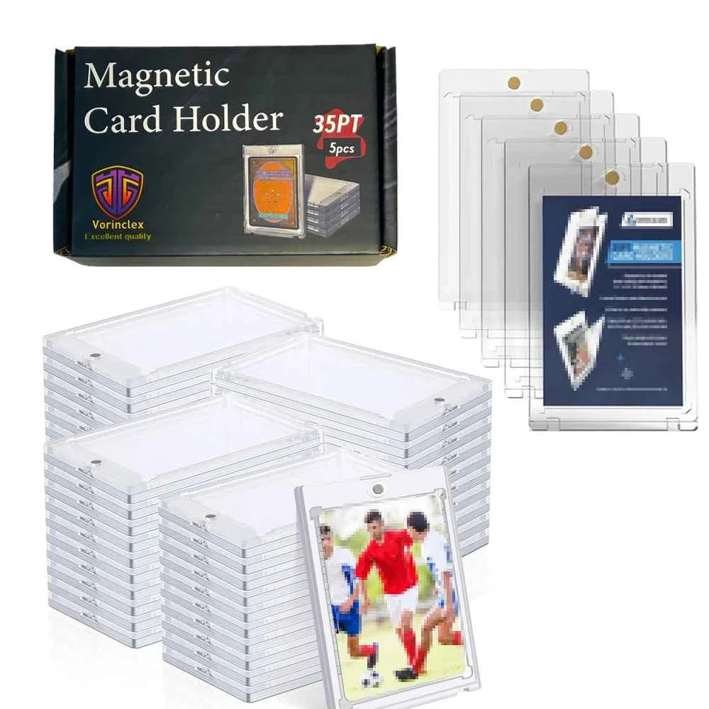 35PT White Magnetic Card Holders for Trading Card, One Touch Trading Card Holder, Hard Card Case for Baseball/MTG Game Cards