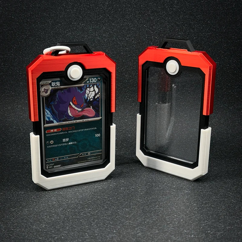 In Stock PTCG Card Brick Display Case Pokeball Style Hard Protective Holder With Lanyard For Trading Card Storage Display Gifts