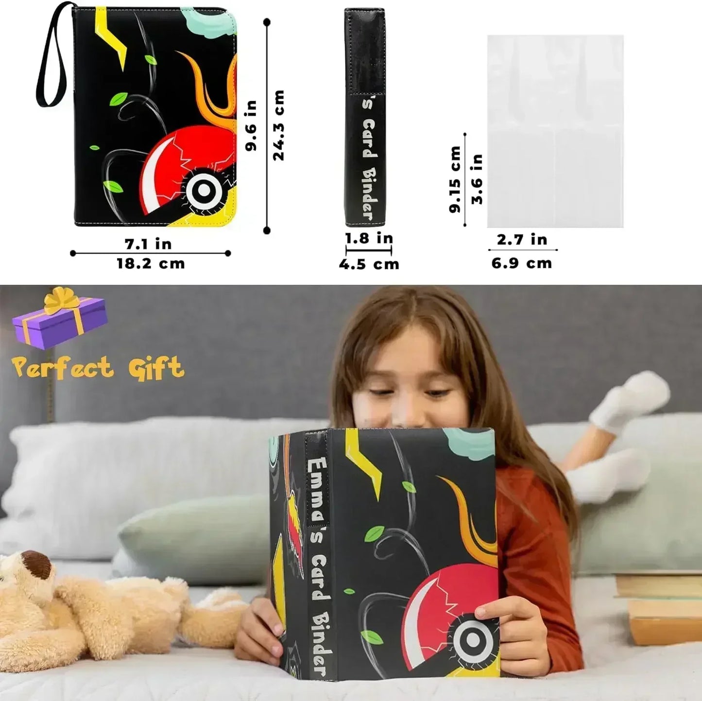 Trading Card Binder-4 Pocket 400 Pockets Card Holder Album with 50 Removable Sleeves Portable Card Collection Book with Zipper