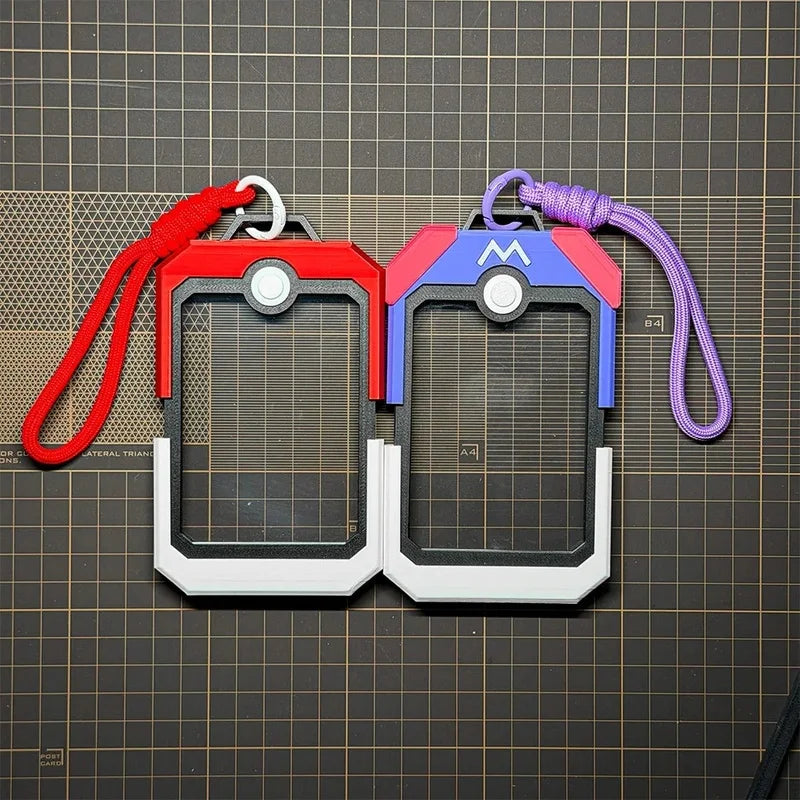 In Stock PTCG Card Brick Display Case Pokeball Style Hard Protective Holder With Lanyard For Trading Card Storage Display Gifts