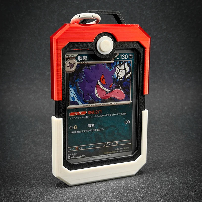 In Stock PTCG Card Brick Display Case Pokeball Style Hard Protective Holder With Lanyard For Trading Card Storage Display Gifts