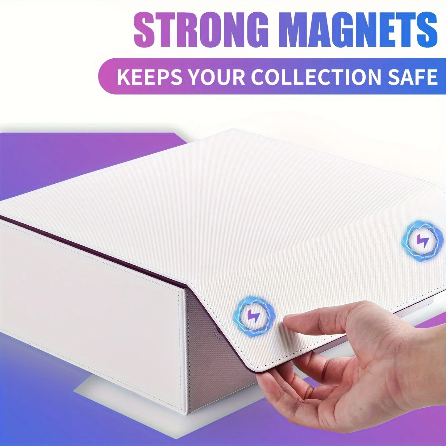 Trading card storage box, can hold 1800+ single decks, magnetic closure PU leather card box, fits for TCG,Yugion cards
