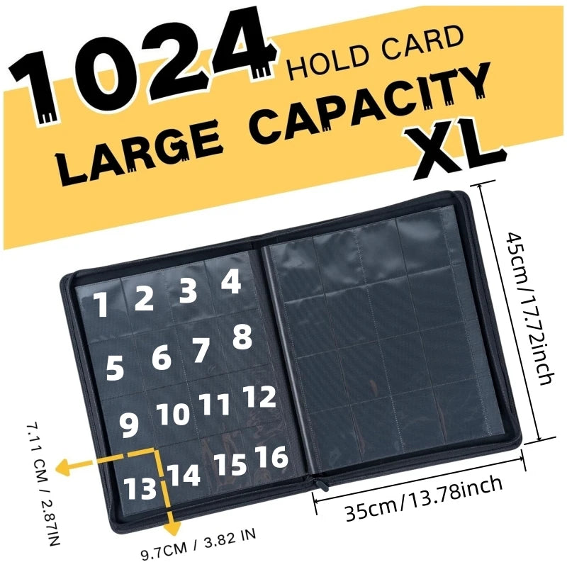 16 Pocket Card Binder - Premium Trading Card Binder Holds 1024 Cards, Ultimate protection for  TCG & sports cards. Collector's d
