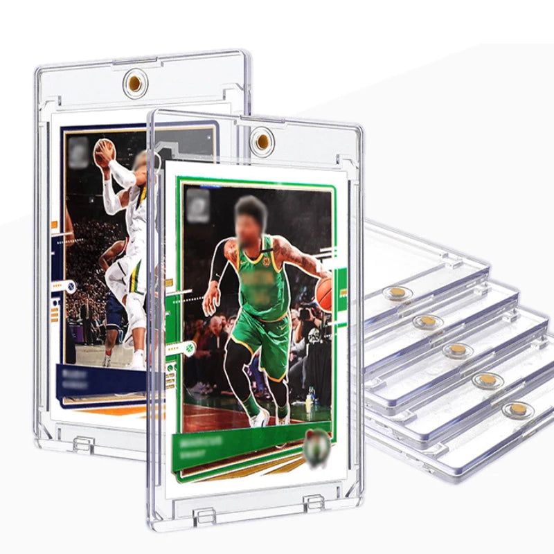 1-10Pcs Clear Card Holder Magnetic Holder Trading Cards Protectors Hard Plastic Sleeves Display Baseball Sports Standard Card