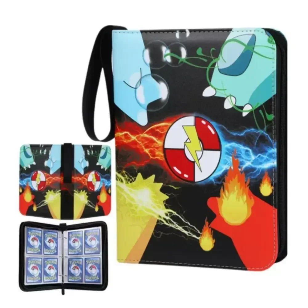 Trading Card Binder-4 Pocket 400 Pockets Card Holder Album with 50 Removable Sleeves Portable Card Collection Book with Zipper