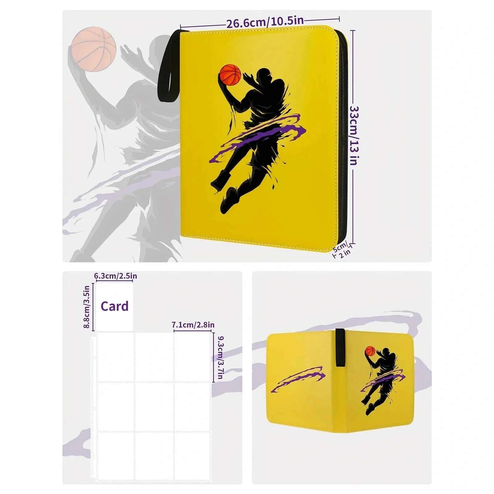 Basketball Trading Card Binder, Fit 900 Sport Cards 3 Ring Binder Book with 50 Binder Sheets , 9  Pocket Card Sleeves Album for