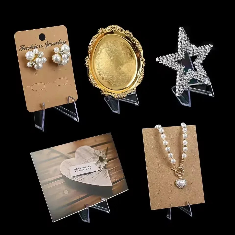 Triangular Card Display Stand Mini Acrylic Idol Photo Picture Holder Stands for Coin Sports Trading Cards Display Racks