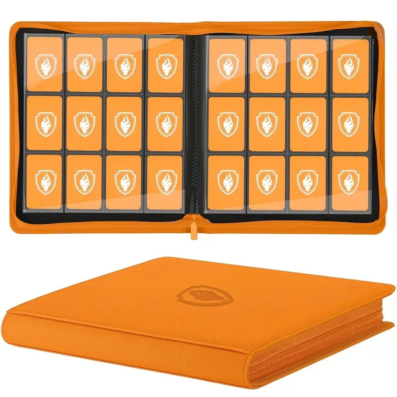 Trading Card Binder 12 Pocket, Zipper Binder Card Album Holds 480 Cards, Premium Leather Card Folder for TCG/Game/Sports Cards