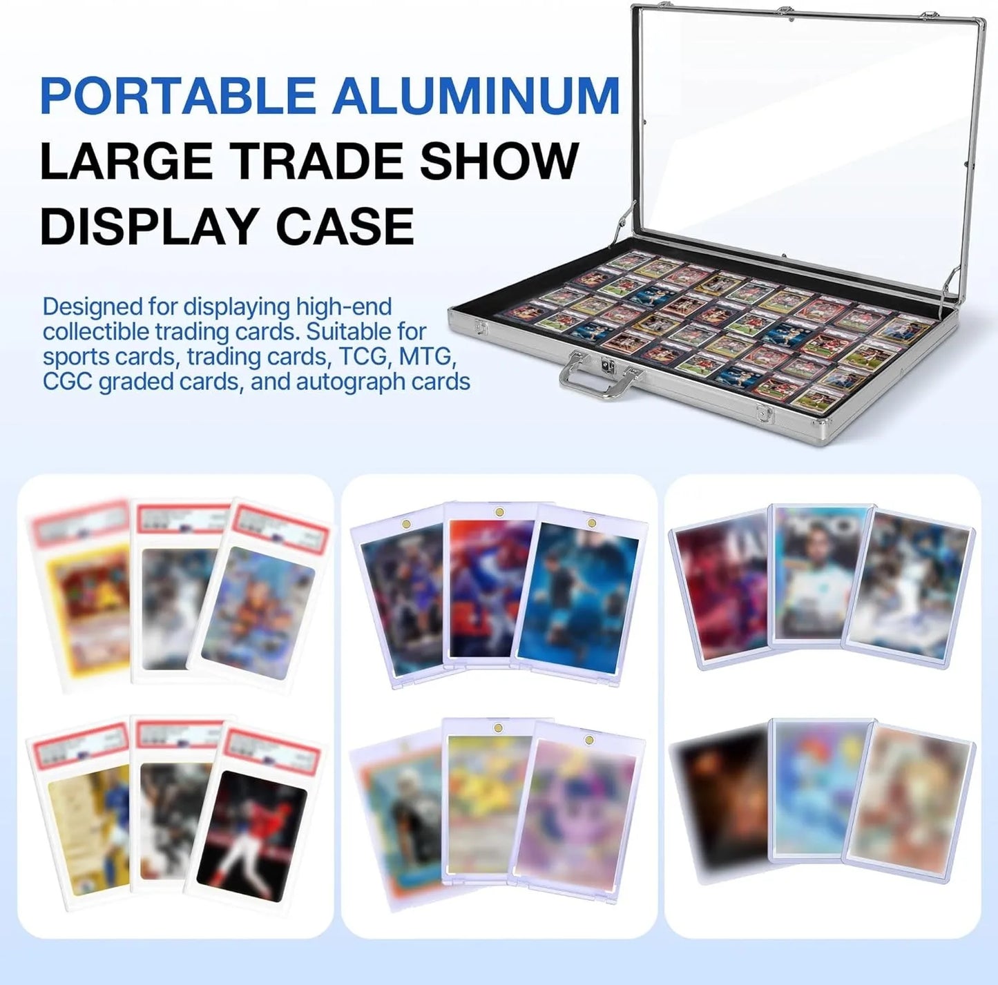 Card Display Case Lockable Large Capacity Premium Trading Card Case for Collectibles Party Games Sports Card TCG Jewelry