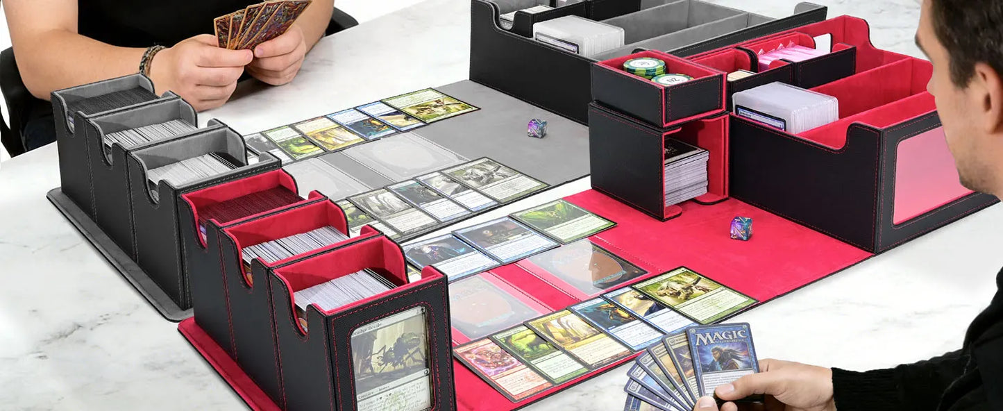 7 in 1 Handle Trading Card Storage Box Commander Deck Box with  for MTG TCG Deck Box with 8 Toploaders 2 Stoppers