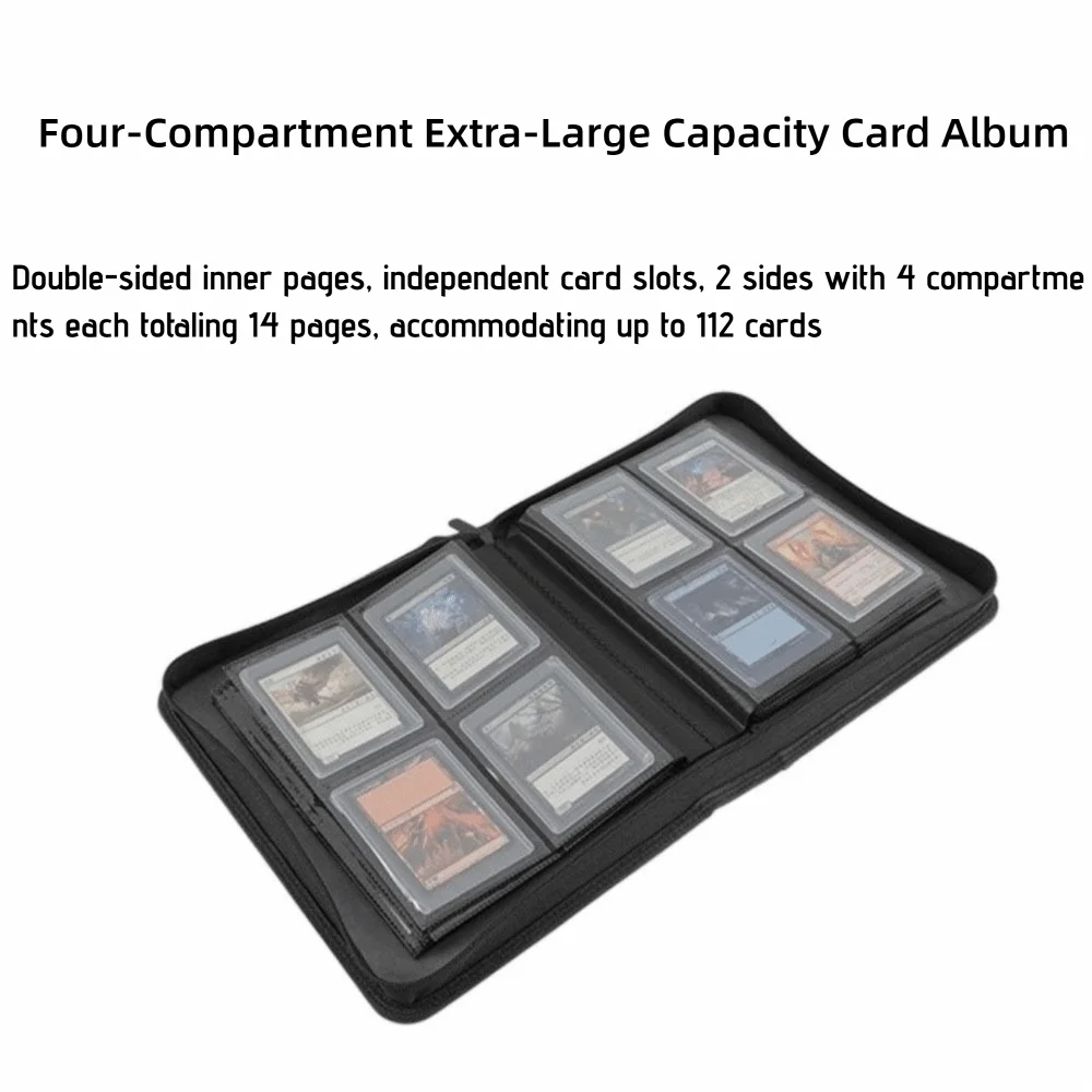 PU Toploader Binder 112 Toploaders 4 Pocket Cards Colletction Album Waterproof Dustproof Game Card Album For Trading Cards