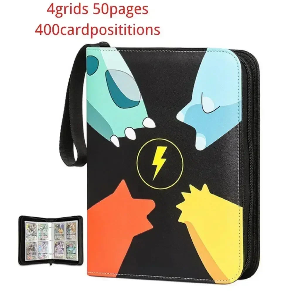 Trading Card Binder-4 Pocket 400 Pockets Card Holder Album with 50 Removable Sleeves Portable Card Collection Book with Zipper