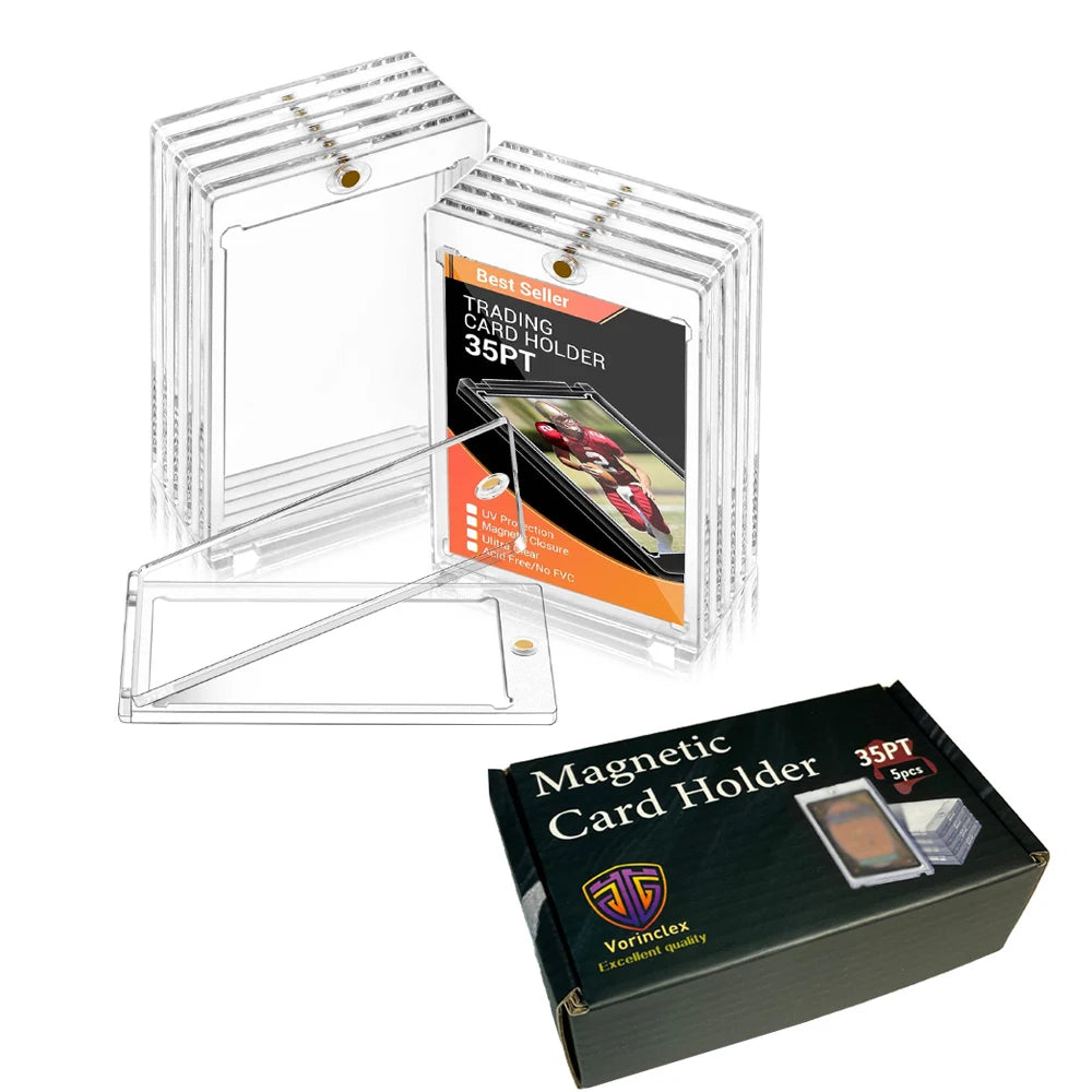 35PT White Magnetic Card Holders for Trading Card, One Touch Trading Card Holder, Hard Card Case for Baseball/MTG Game Cards