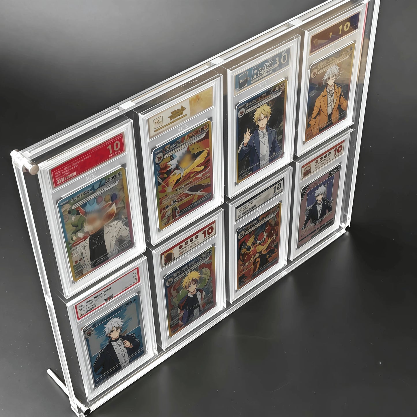Trading Rating Card Display Stand 8Slot Acrylic Holder for 35PT Graded Cards Pokemon Yu-Gi-Oh