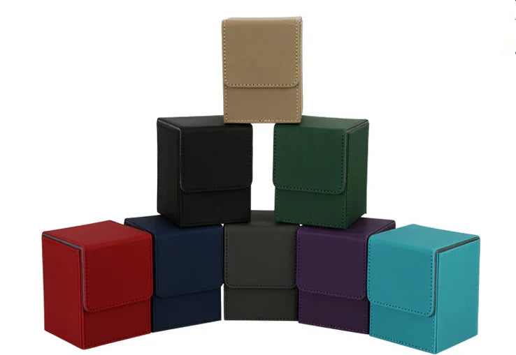 PU Leather Card Deck Box Holds 100+ Sleeved Cards for TCG Trading Cards Storage Case