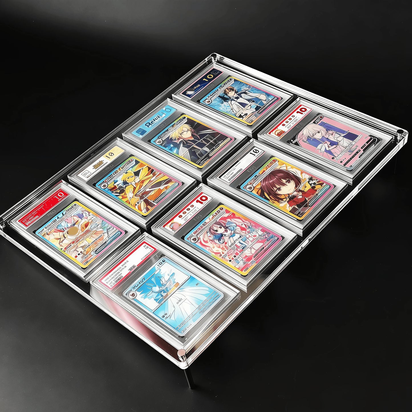 Trading Rating Card Display Stand 8Slot Acrylic Holder for 35PT Graded Cards Pokemon Yu-Gi-Oh
