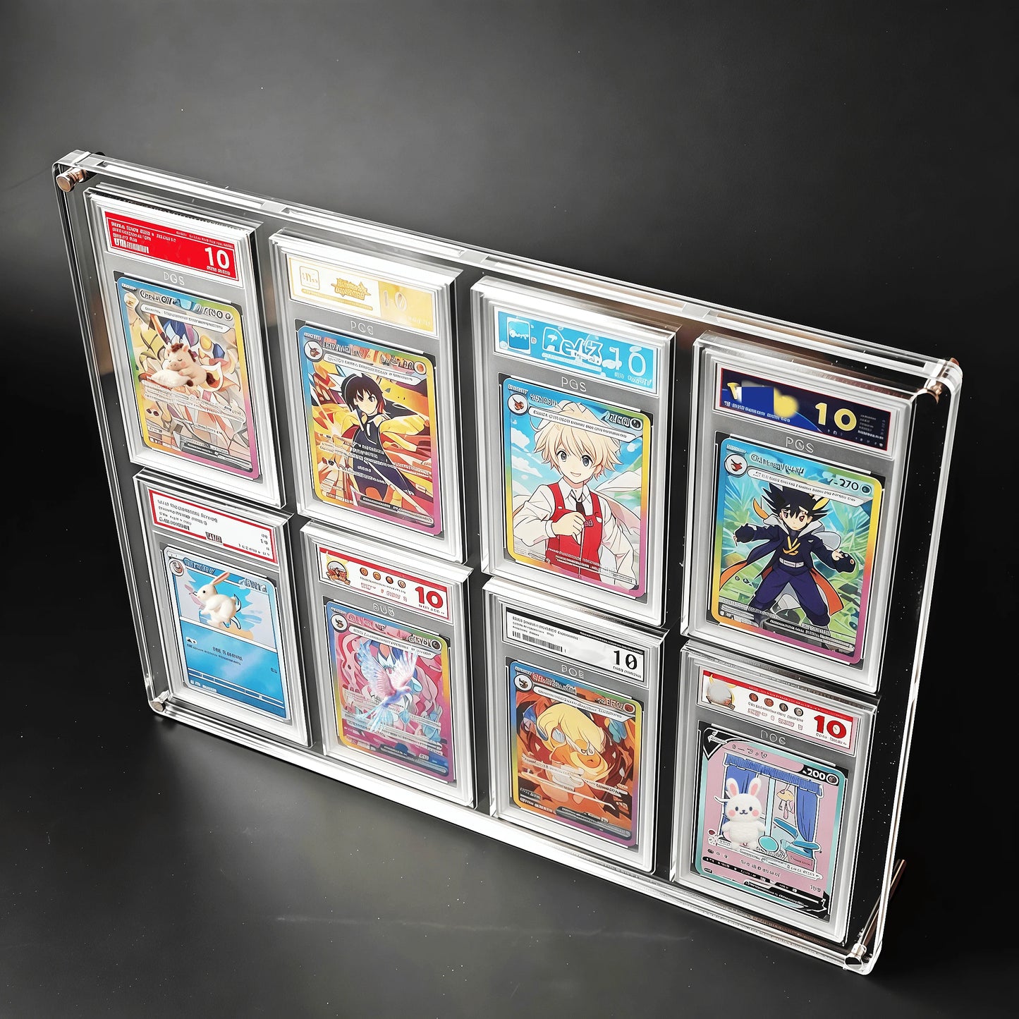 Trading Rating Card Display Stand 8Slot Acrylic Holder for 35PT Graded Cards Pokemon Yu-Gi-Oh