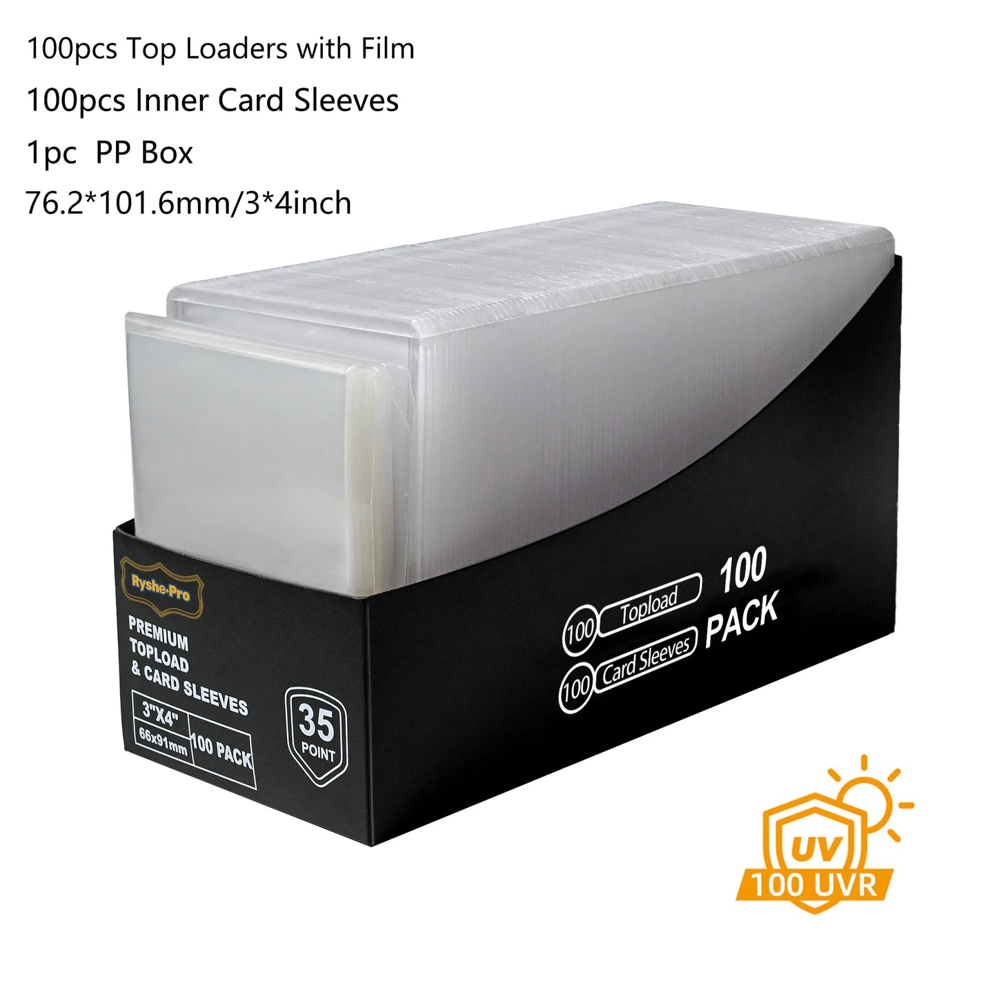 25pcs Top Loaders 200pcs Trading Card Sleeves 35pt 3”X 4“ Rigid Sport Card Protector Hard Sleeves Toploader for MTG Yugioh Card