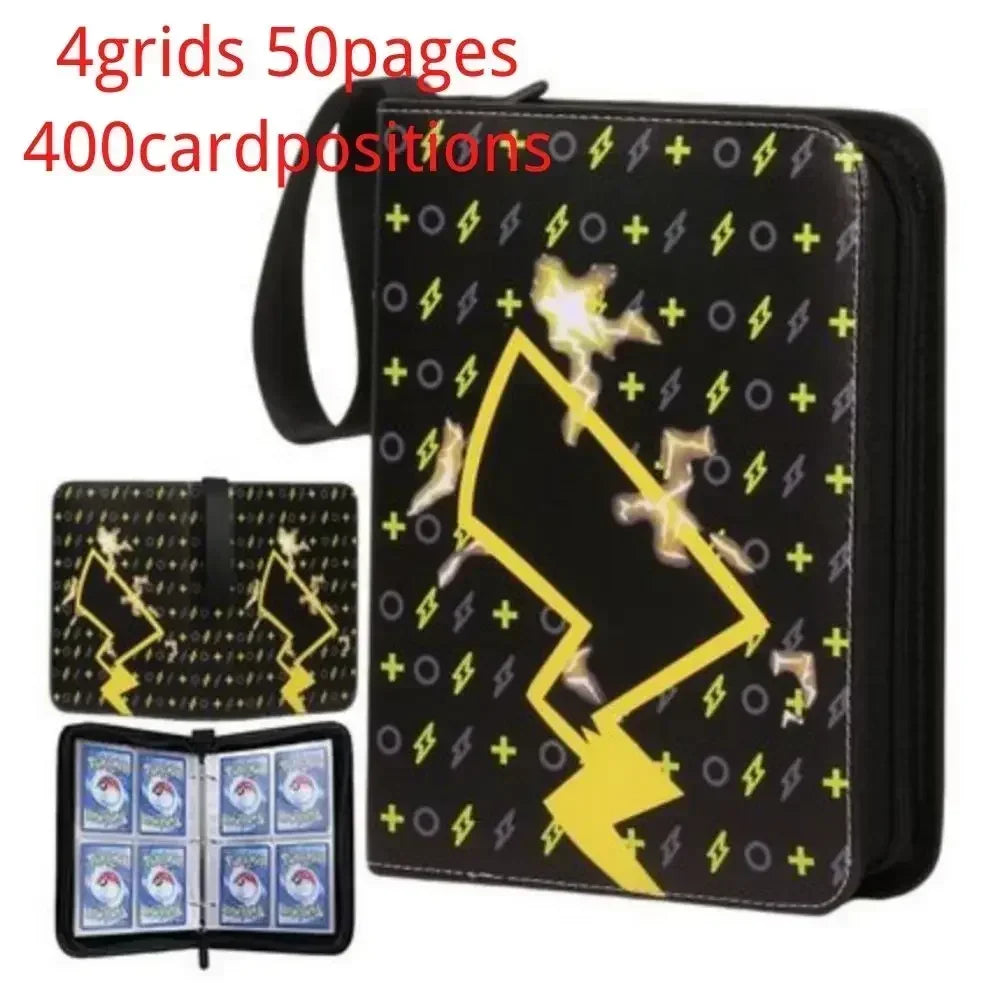 Trading Card Binder-4 Pocket 400 Pockets Card Holder Album with 50 Removable Sleeves Portable Card Collection Book with Zipper
