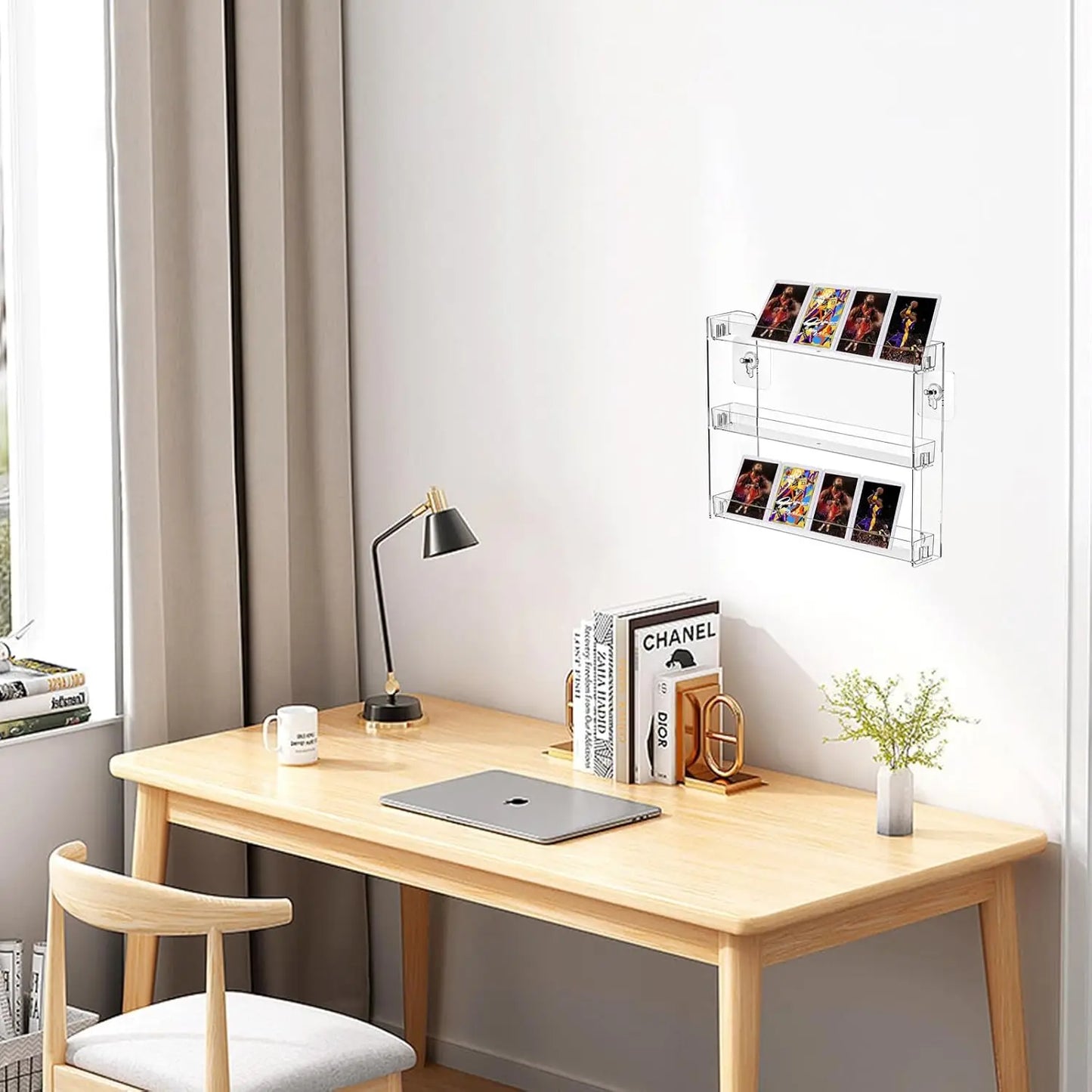 3 Tier Trading Card Display Holder, Wall Mounted Clear Acrylic Removable Floating Storage Shelf for Sport Football Card CD Badge