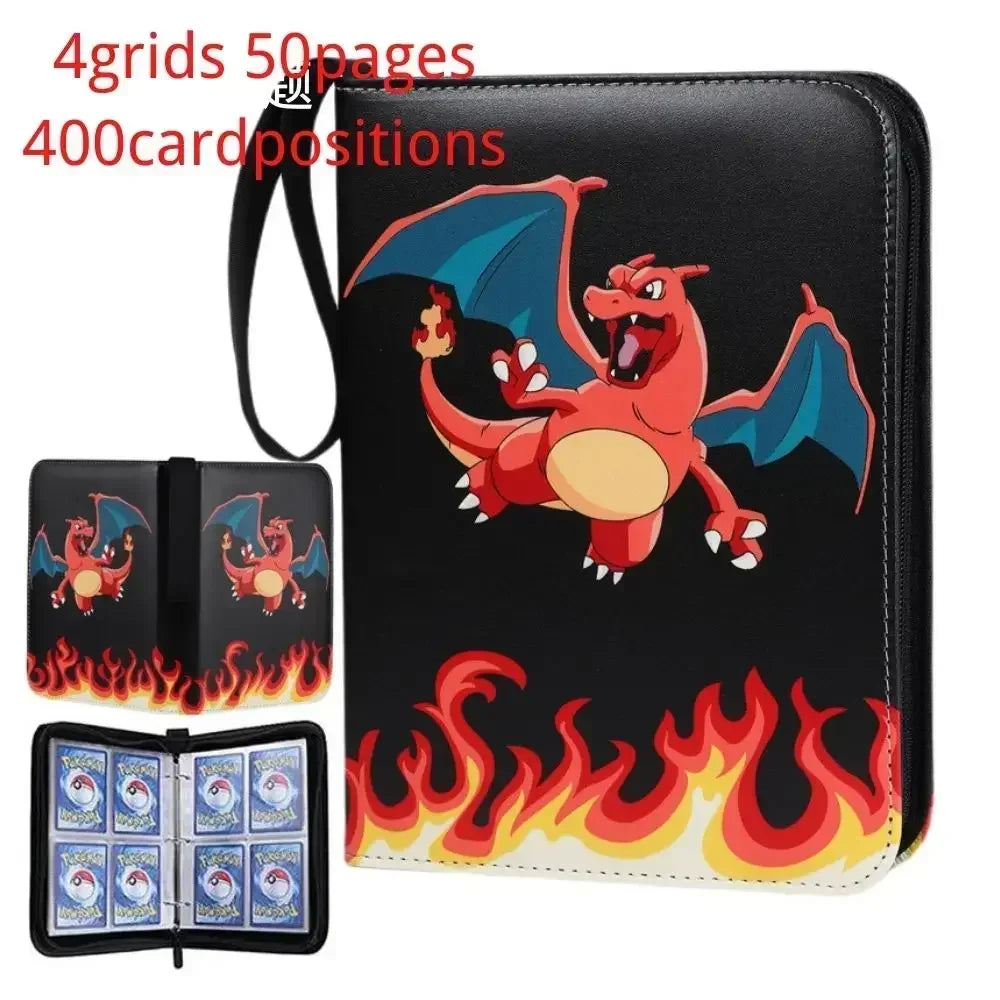 Trading Card Binder-4 Pocket 400 Pockets Card Holder Album with 50 Removable Sleeves Portable Card Collection Book with Zipper